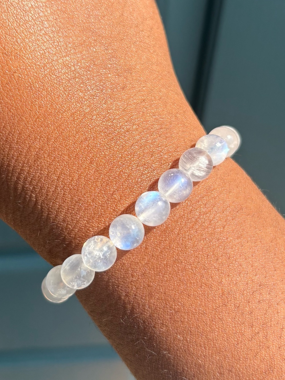 HQ Blue Moonstone Crystal Bracelet 9mm - Picture 5 of 6